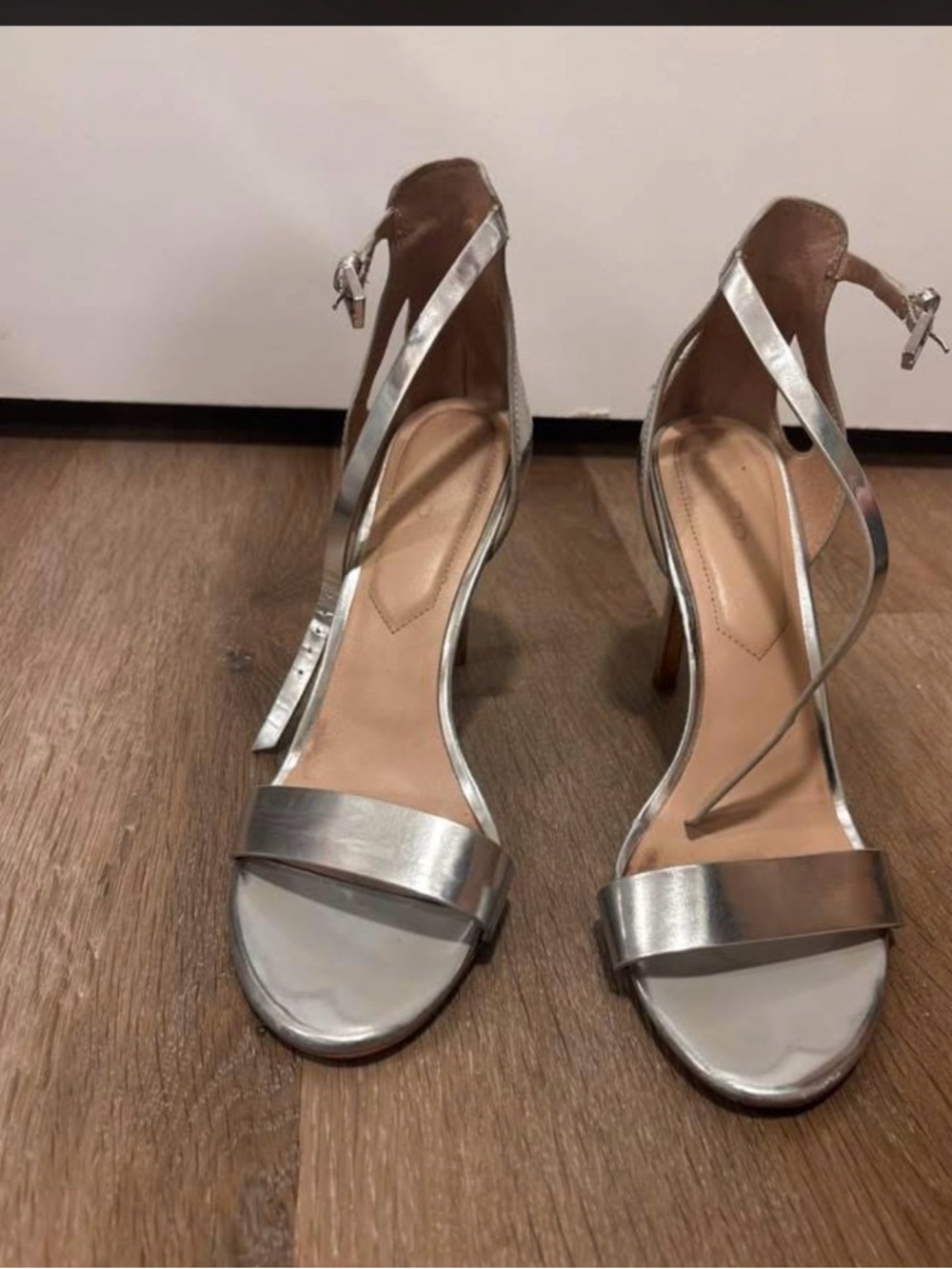 Aldo Silver Metallic Strappy High Heel Sandals